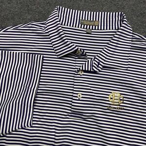 Peter Millar Polo Shirt Mens 2XL Summer Comfort Blue Striped Logo *READ*